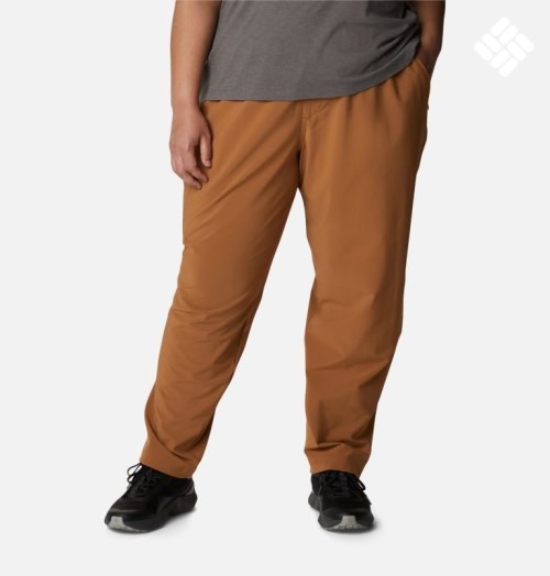 Women's Columbia Pleasant Creek Core Pants Brown | Plus Size CA-R4A80